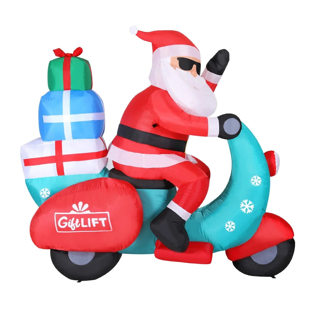 Christmas Inflatable Santa Motorbike LED Illuminated