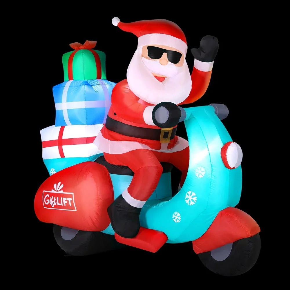 Christmas Inflatable Santa Motorbike LED Illuminated