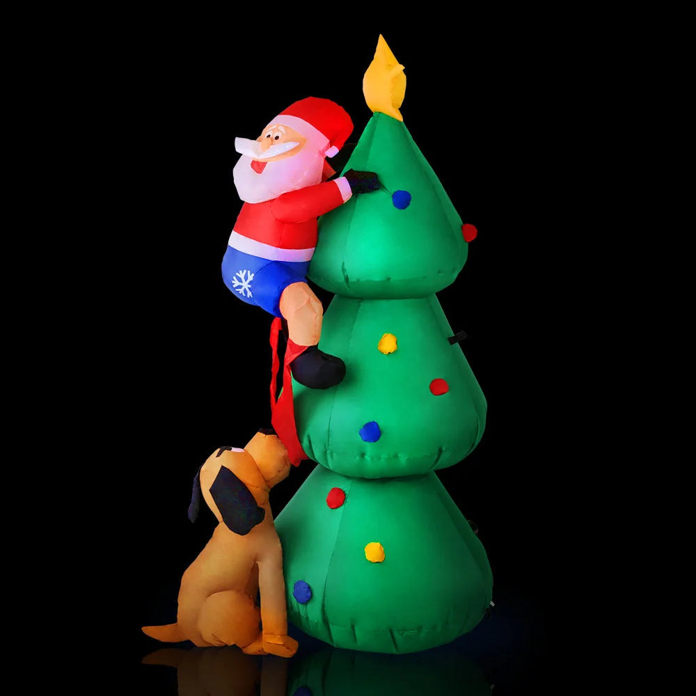 Christmas Inflatable Santa on Tree - 1.8M Xmas Decor