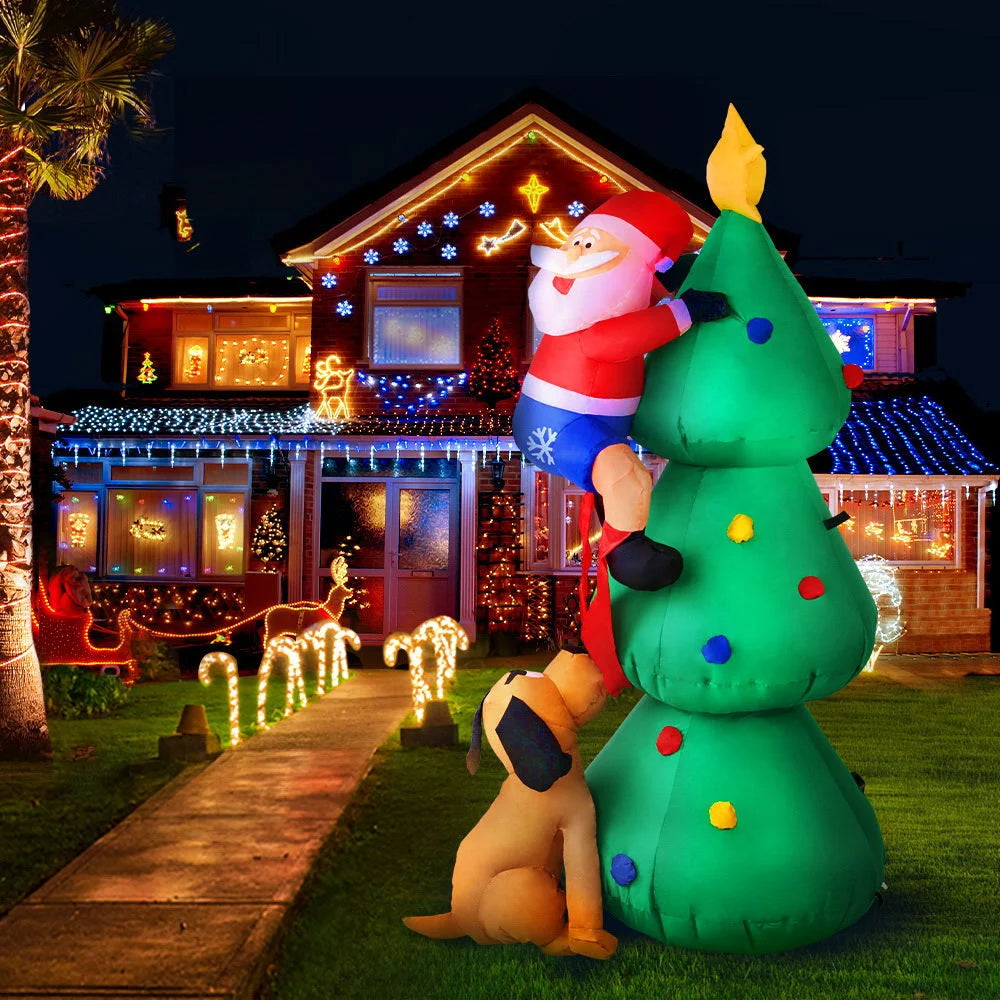 Christmas Inflatable Santa on Tree - 1.8M Xmas Decor
