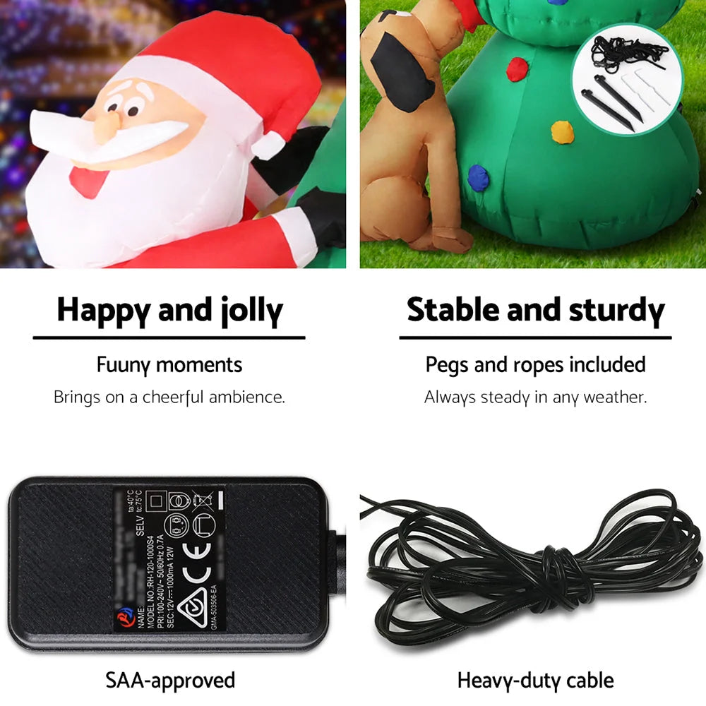 Christmas Inflatable Santa on Tree - 1.8M Xmas Decor