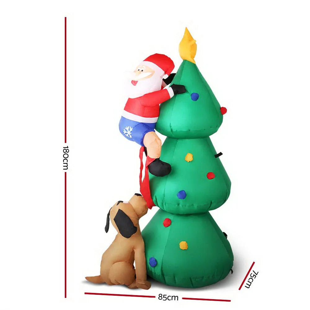 Christmas Inflatable Santa on Tree - 1.8M Xmas Decor