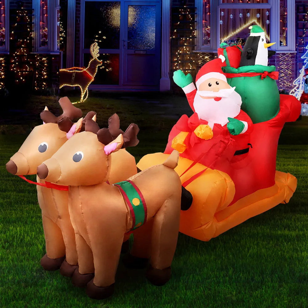 Christmas Inflatable Santa Sleigh Ride Reindeer Deer - 2.2M