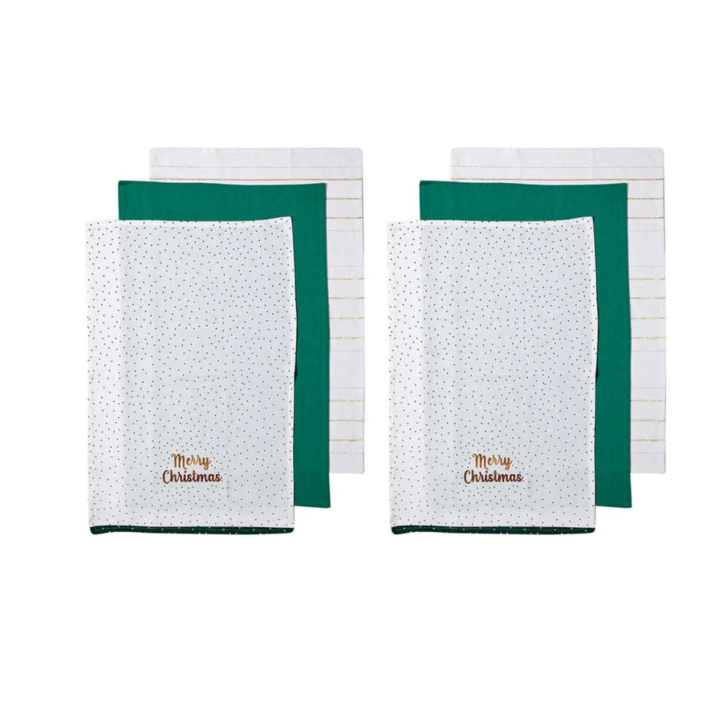 Christmas Kitchen Towels Ladelle Joyful Merry Set of 6