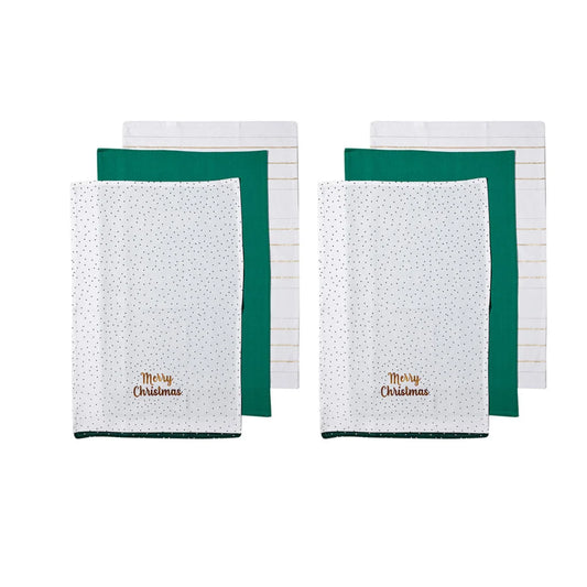 Christmas Kitchen Towels Ladelle Joyful Merry Set of 6