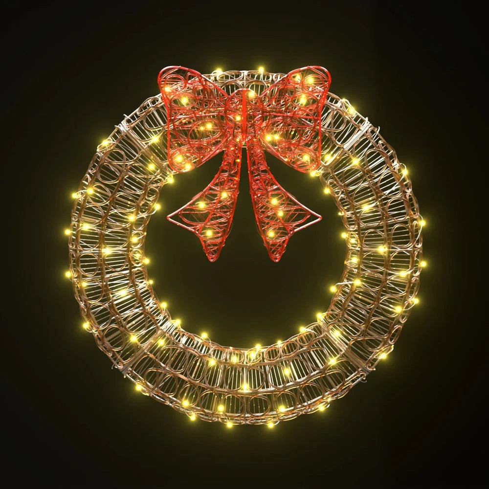 Christmas Lights 0.6M 160 LED Motif Solar Wreath Xmas