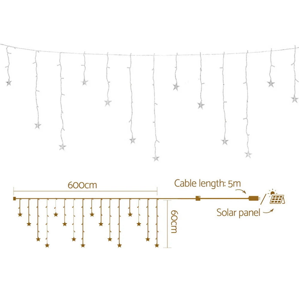Christmas Lights 160 LED 6M Icicle Light Solar - Warm White