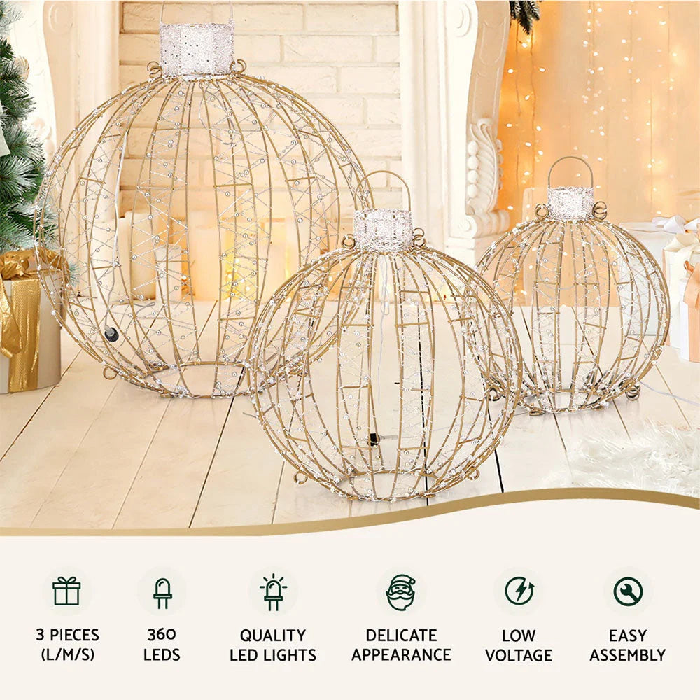 Christmas Lights 3PCS 360 LED Fairy Light Ball Decorations