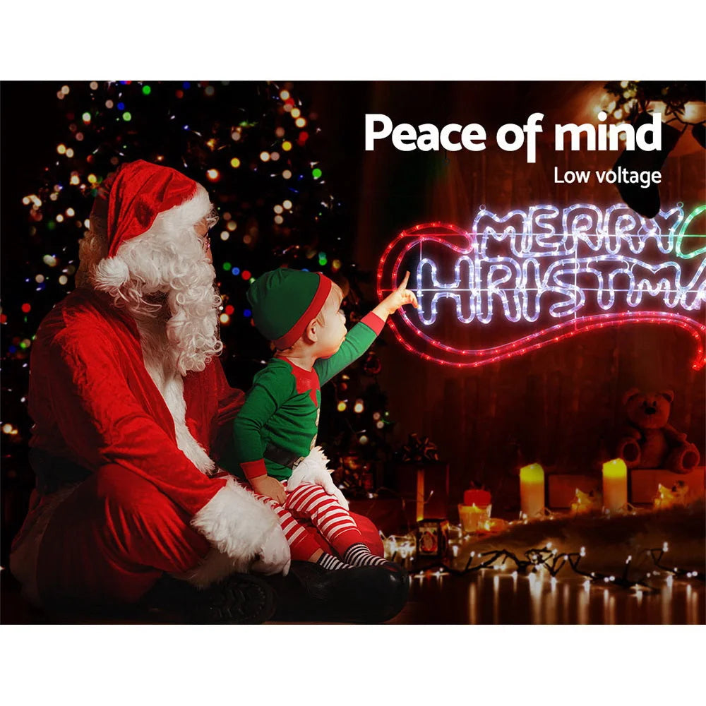 Christmas Motif Lights LED Rope Merry Xmas Waterproof