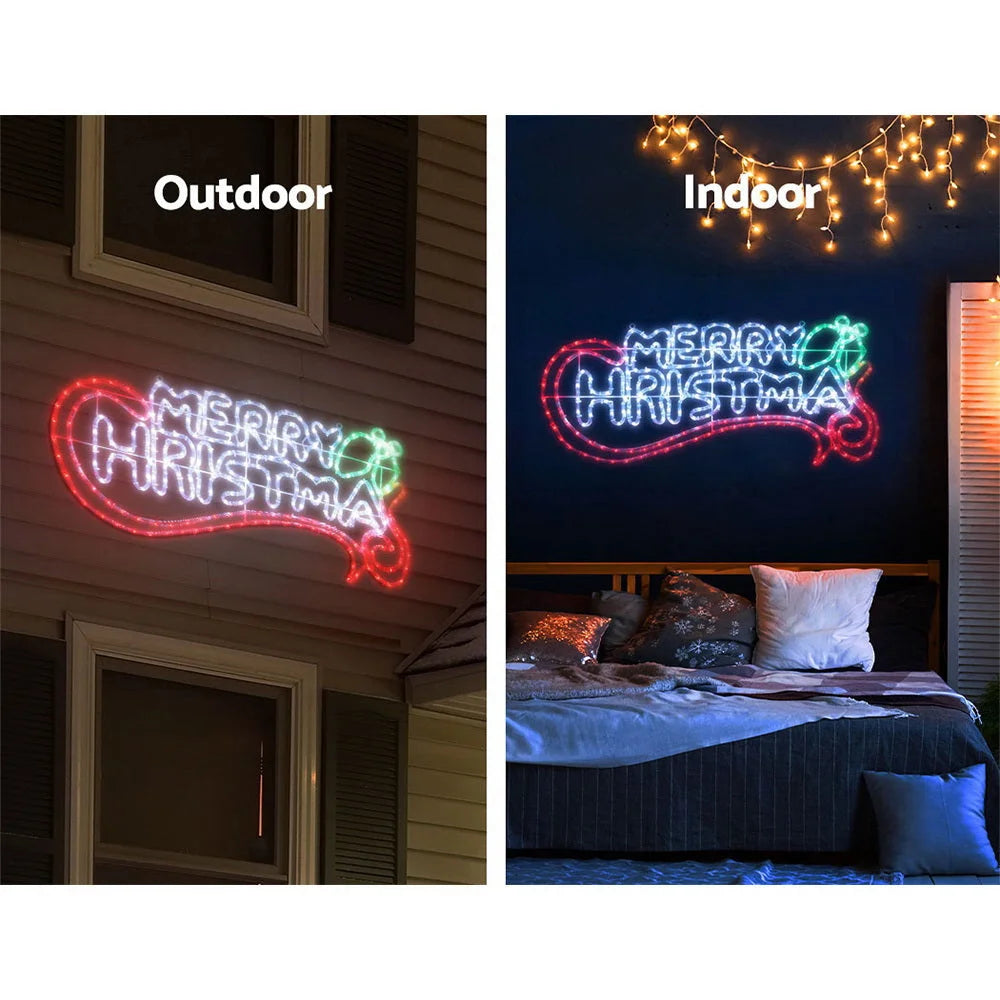 Christmas Motif Lights LED Rope Merry Xmas Waterproof