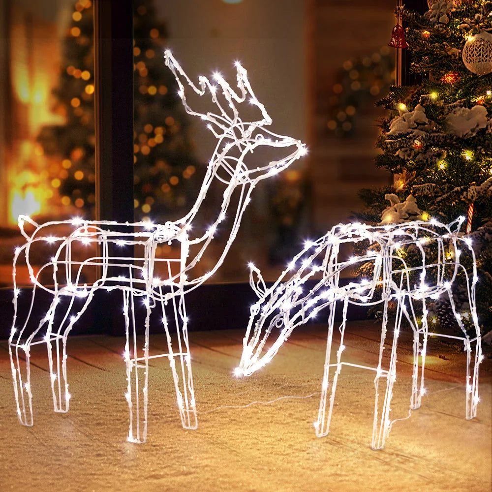 Christmas Motif Lights LED Rope Reindeer Waterproof Solar