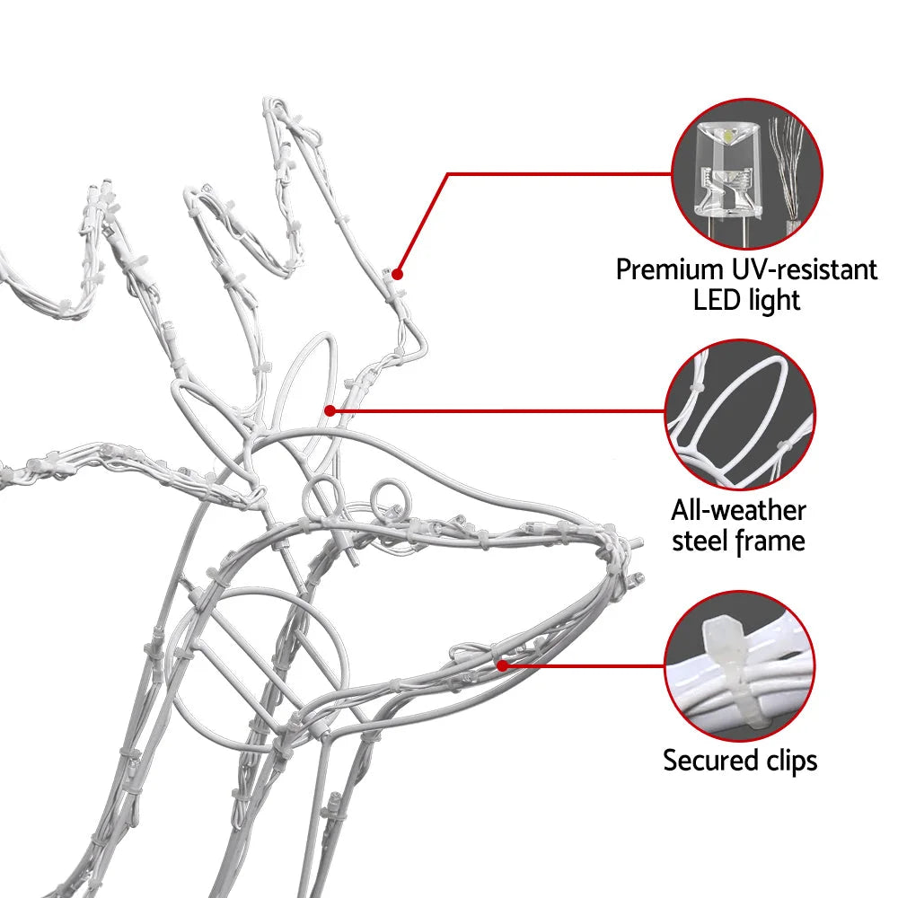 Christmas Motif Lights LED Rope Reindeer Waterproof Solar