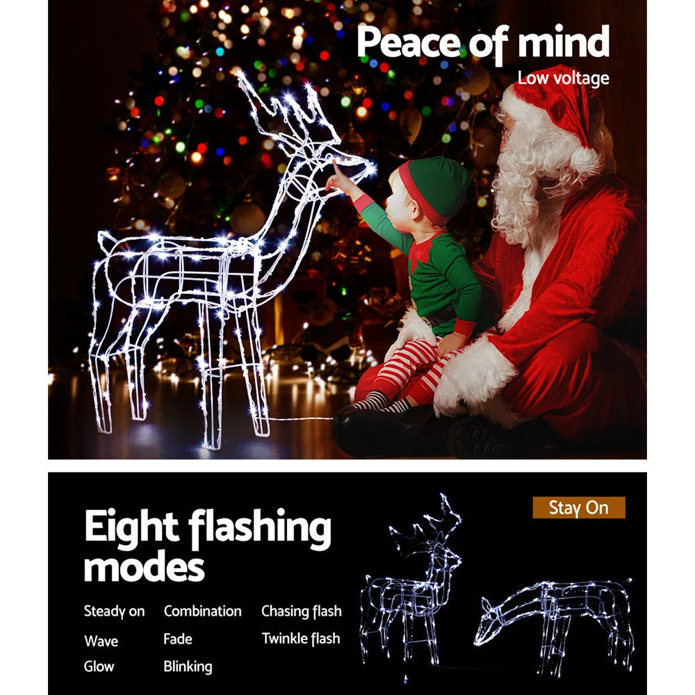 Christmas Motif Lights LED Rope Reindeer Waterproof Solar