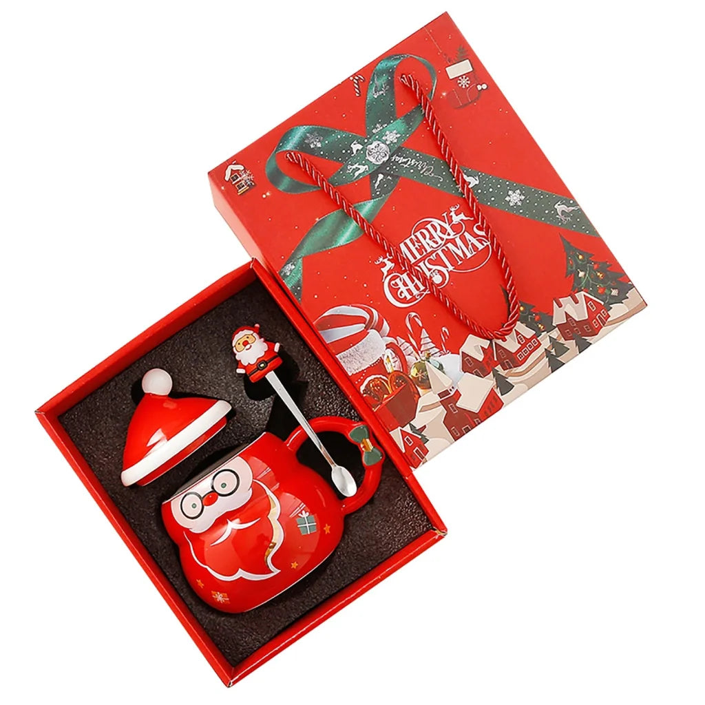 Christmas Mug Gift Set Ceramic Cup with Gift Box - Santa