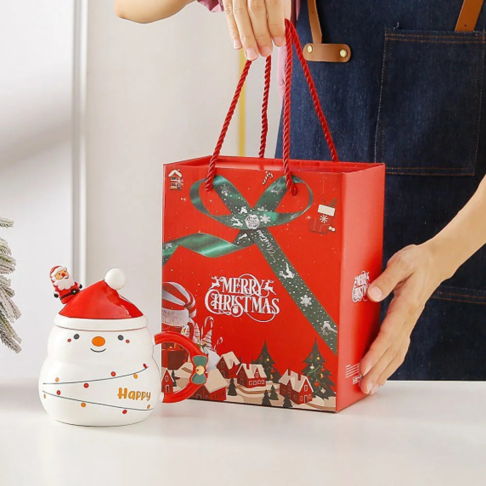 Christmas Mug Gift Set Ceramic Cup with Gift Box - Snowman