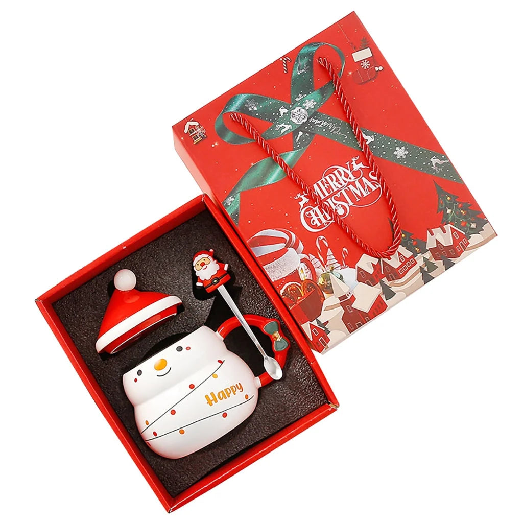 Christmas Mug Gift Set Ceramic Cup with Gift Box - Snowman