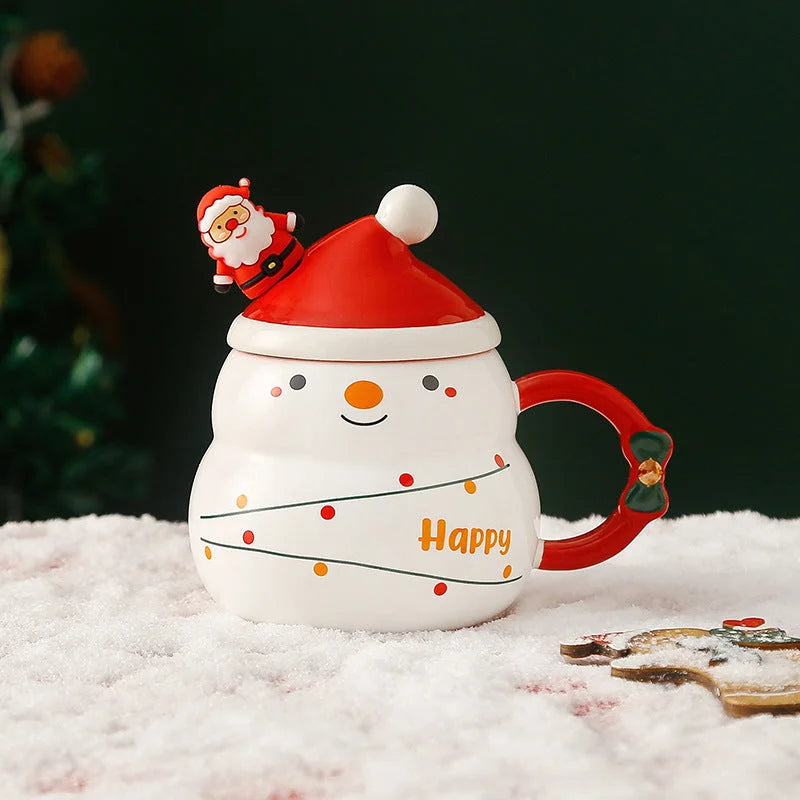 Christmas Mug Gift Set Ceramic Cup with Gift Box - Snowman
