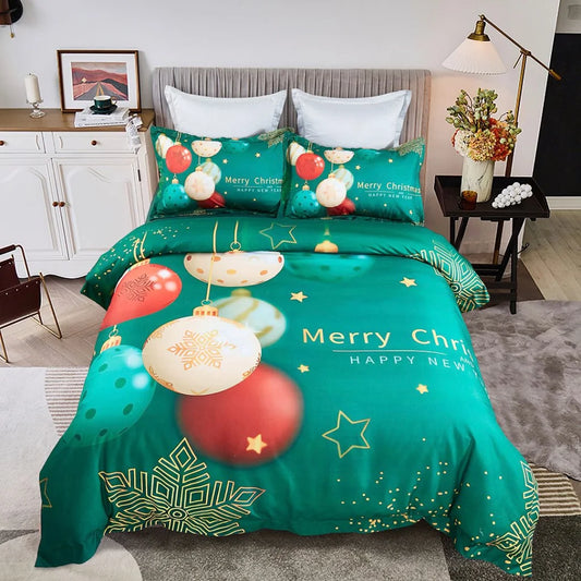 Christmas New Year Quilt Cover Set - Queen Size - Home &