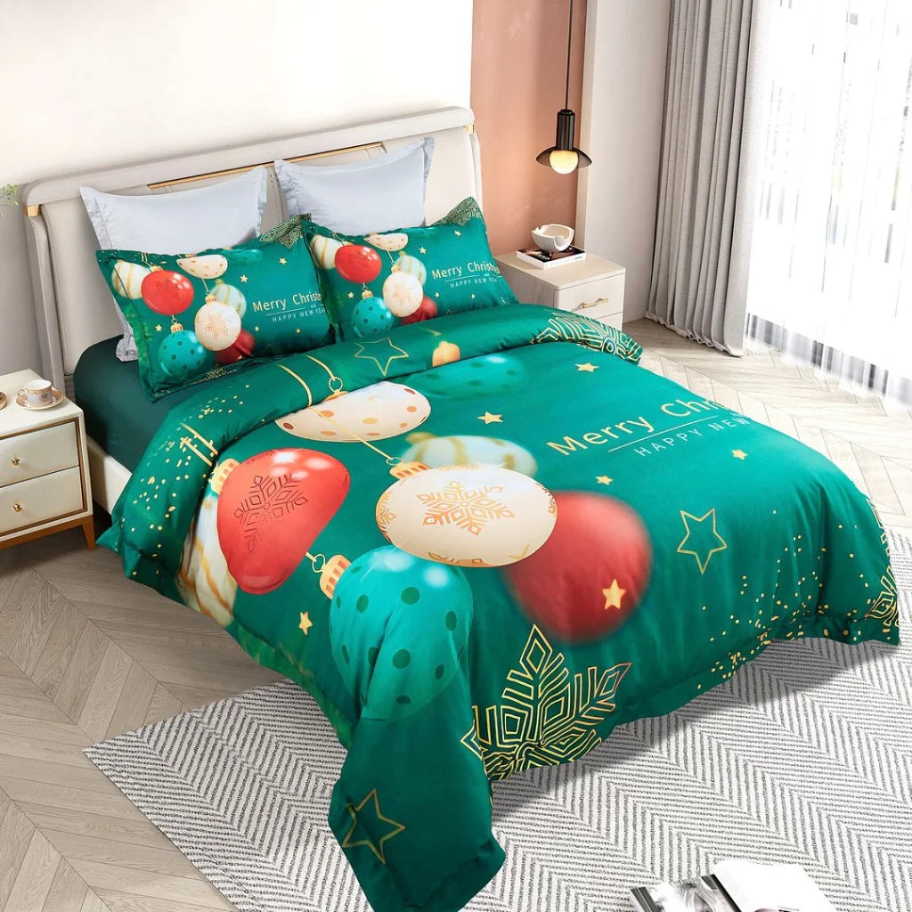Christmas New Year Quilt Cover Set - Super King Size - Home