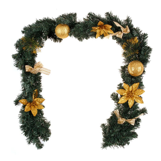Christmas Pine Green Garland 1.8m/6ft with Gold Balls