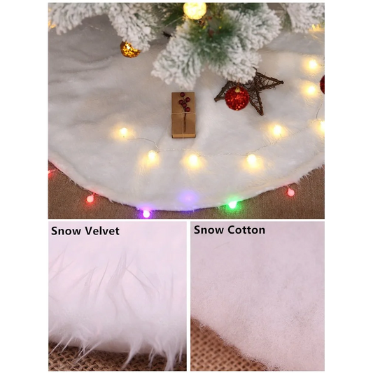 Christmas Snow Plush Tree Skirt Xmas Base Floor Mat Cover