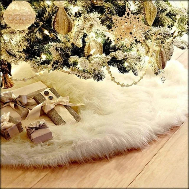 Christmas Snow Plush Tree Skirt Xmas Base Floor Mat Cover