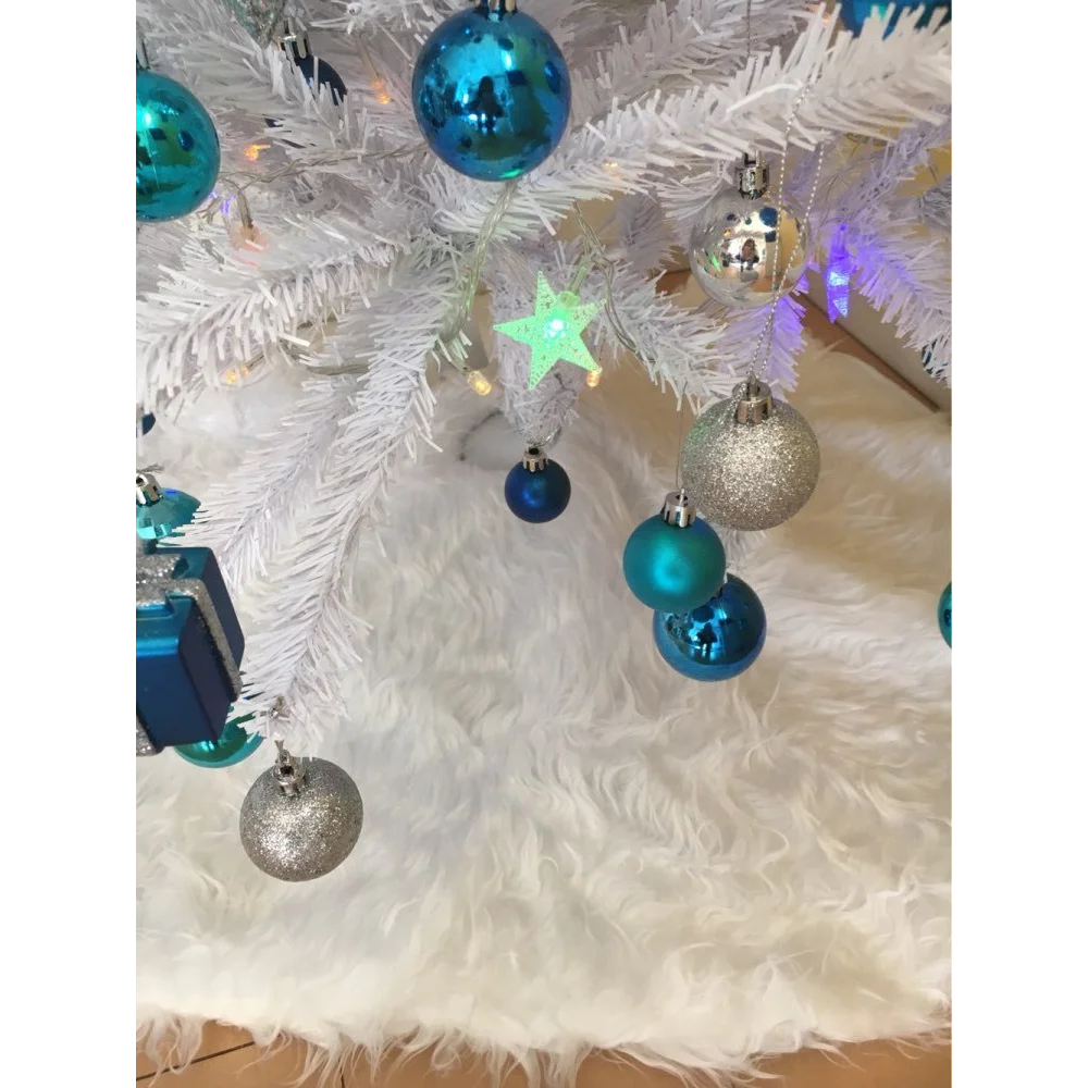 Christmas Snow Plush Tree Skirt Xmas Base Floor Mat Cover