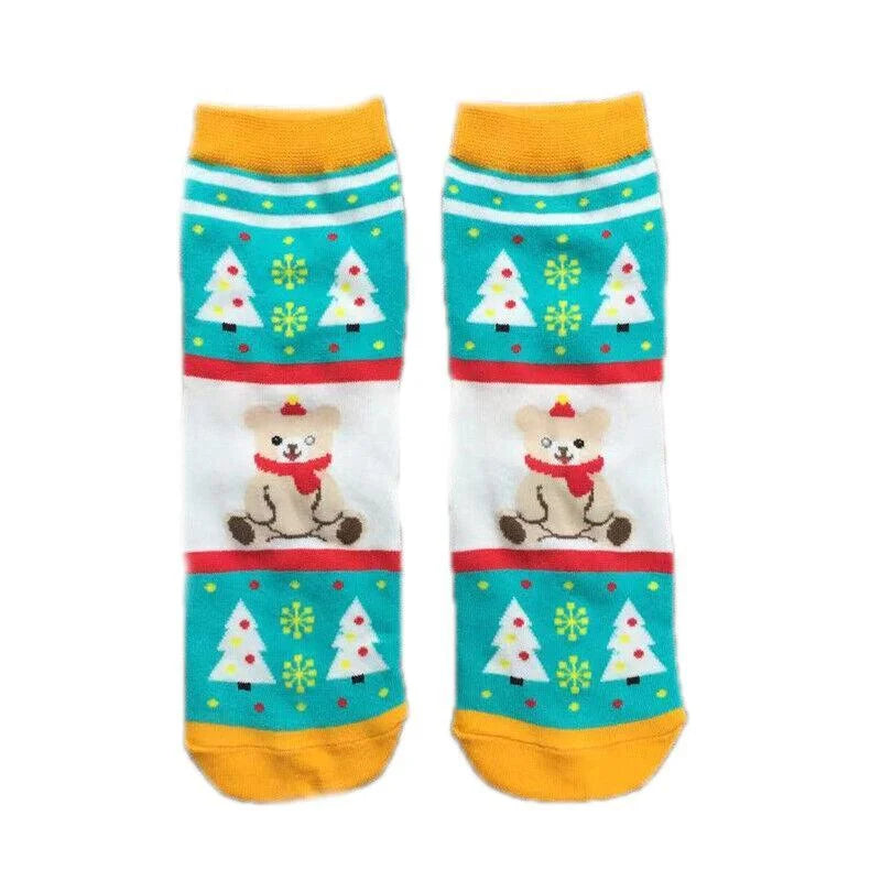 Christmas Socks Santa Reindeer Snowman Pattern Xmas Party