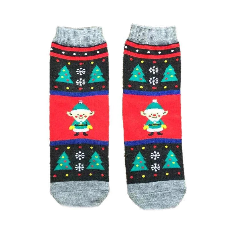 Christmas Socks Santa Reindeer Snowman Pattern Xmas Party