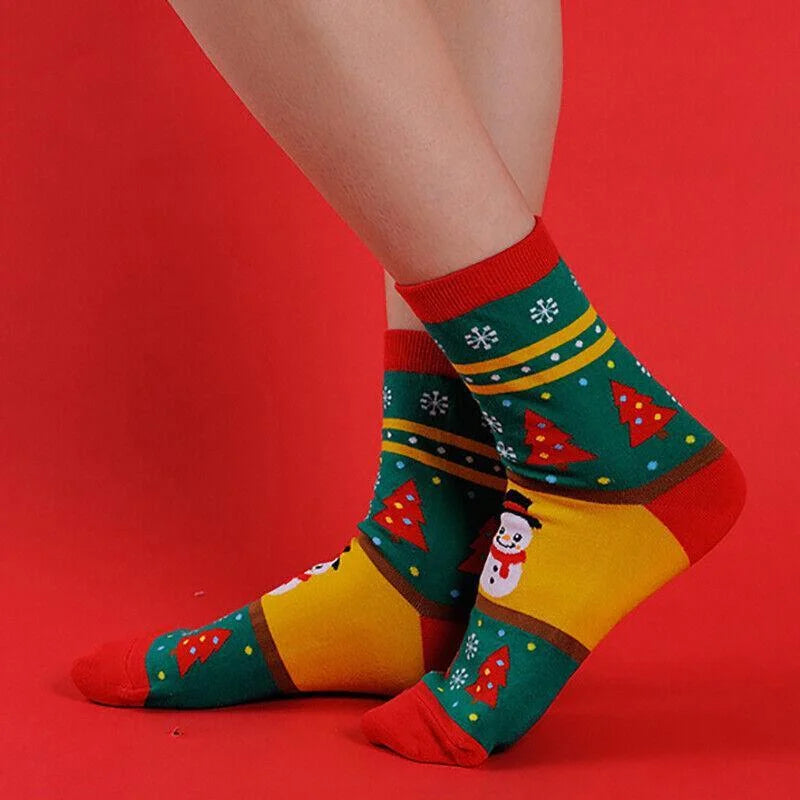Christmas Socks Santa Reindeer Snowman Pattern Xmas Party