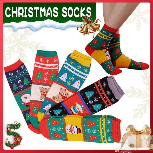 Christmas Socks Santa Reindeer Snowman Pattern Xmas Party