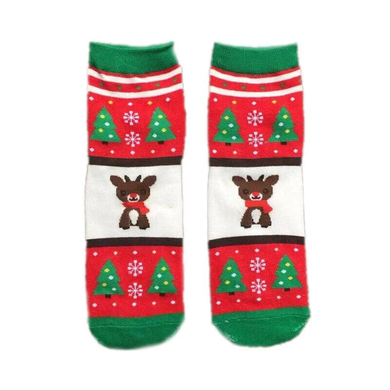 Christmas Socks Santa Reindeer Snowman Pattern Xmas Party