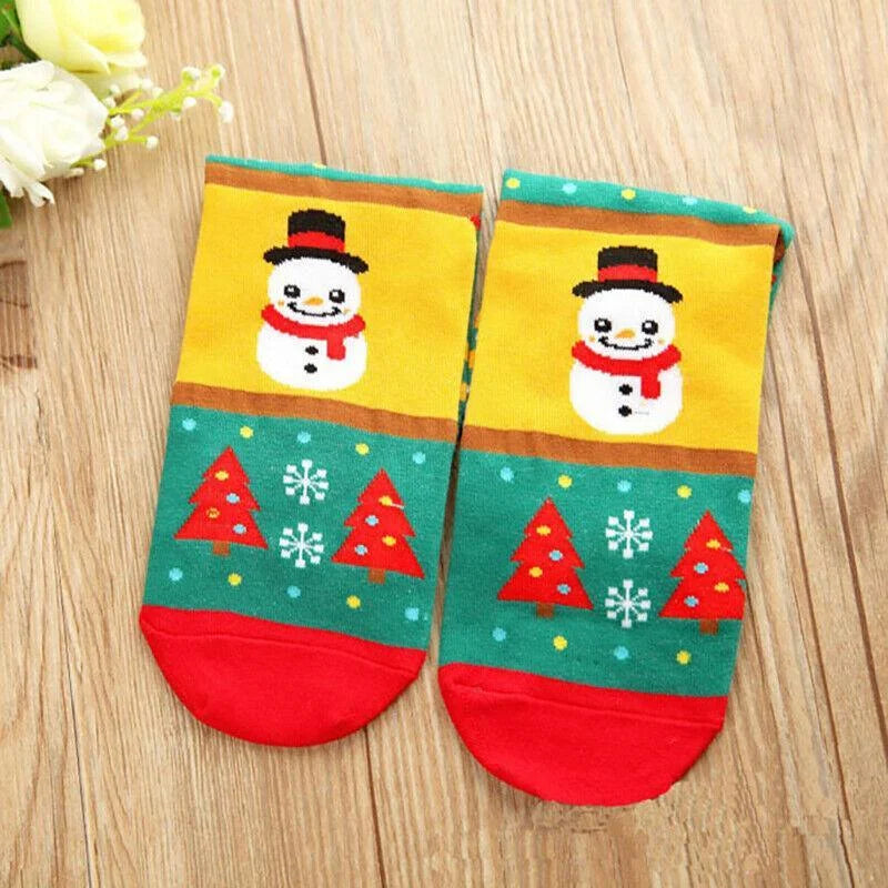 Christmas Socks Santa Reindeer Snowman Pattern Xmas Party