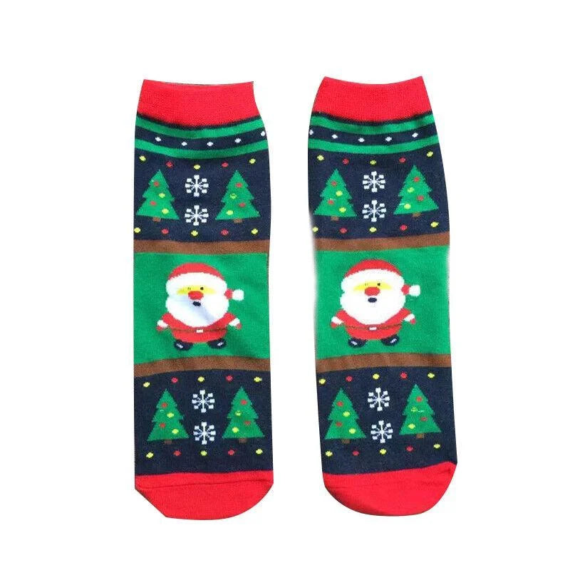 Christmas Socks Santa Reindeer Snowman Pattern Xmas Party