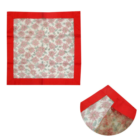 Christmas Table Cloth Topper Sheer Organza Glitter Red