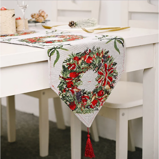 Christmas Table Runner Thickened Knitted Dining Tablecloth