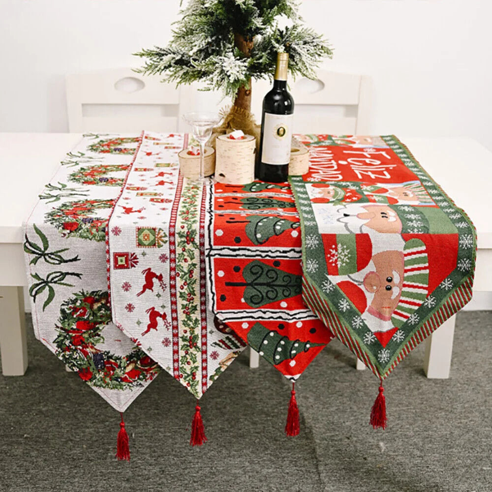 Christmas Table Runner Thickened Knitted Dining Tablecloth