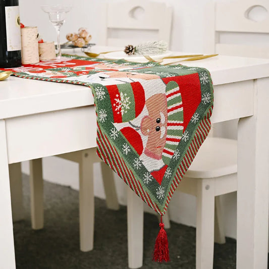 Christmas Table Runner Thickened Knitted Dining Tablecloth