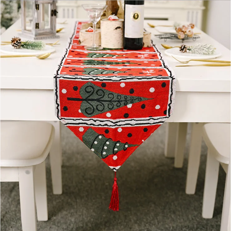 Christmas Table Runner Thickened Knitted Dining Tablecloth