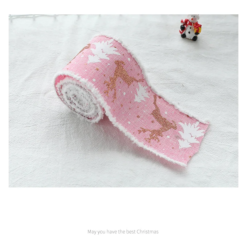 Christmas-Themed Decorative Wired Ribbon Burlap– Reindeer