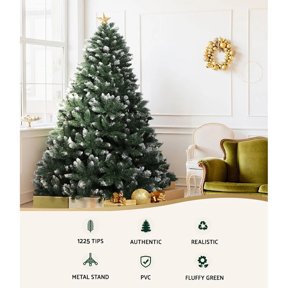 Christmas Tree 8FT Home Decoration 1400 Tips Snowy Green