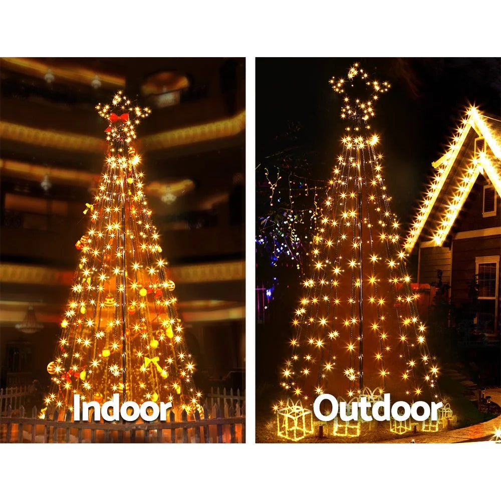 Christmas Tree LED Lights 2.1M Solar-Powered Xmas Fibre