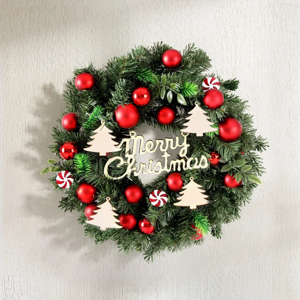 Christmas Wreath 40CM Xmas Garland with Baubles & Ornaments