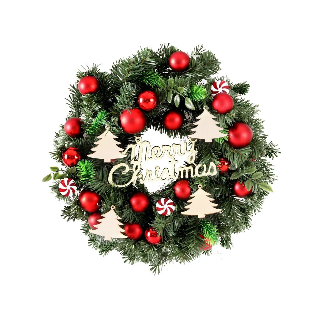 Christmas Wreath 40CM Xmas Garland with Baubles & Ornaments