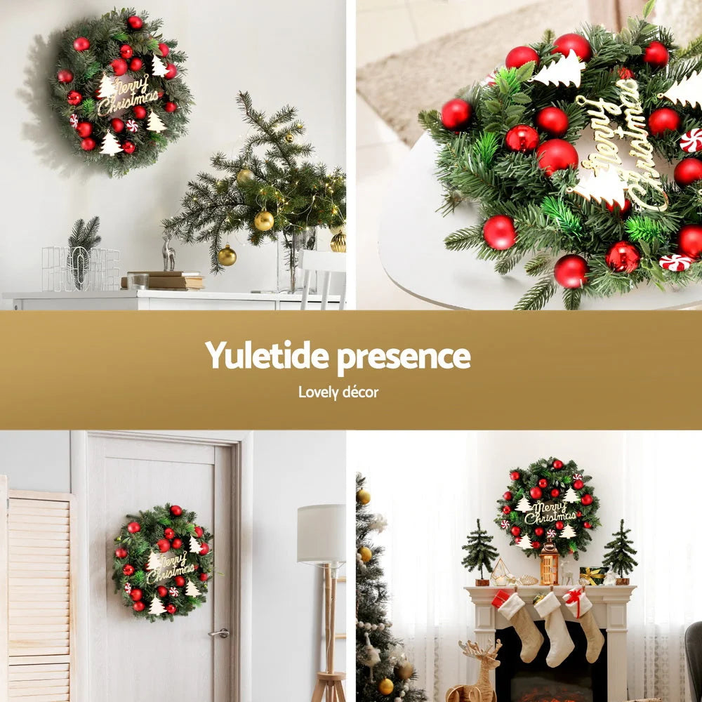 Christmas Wreath 40CM Xmas Garland with Baubles & Ornaments