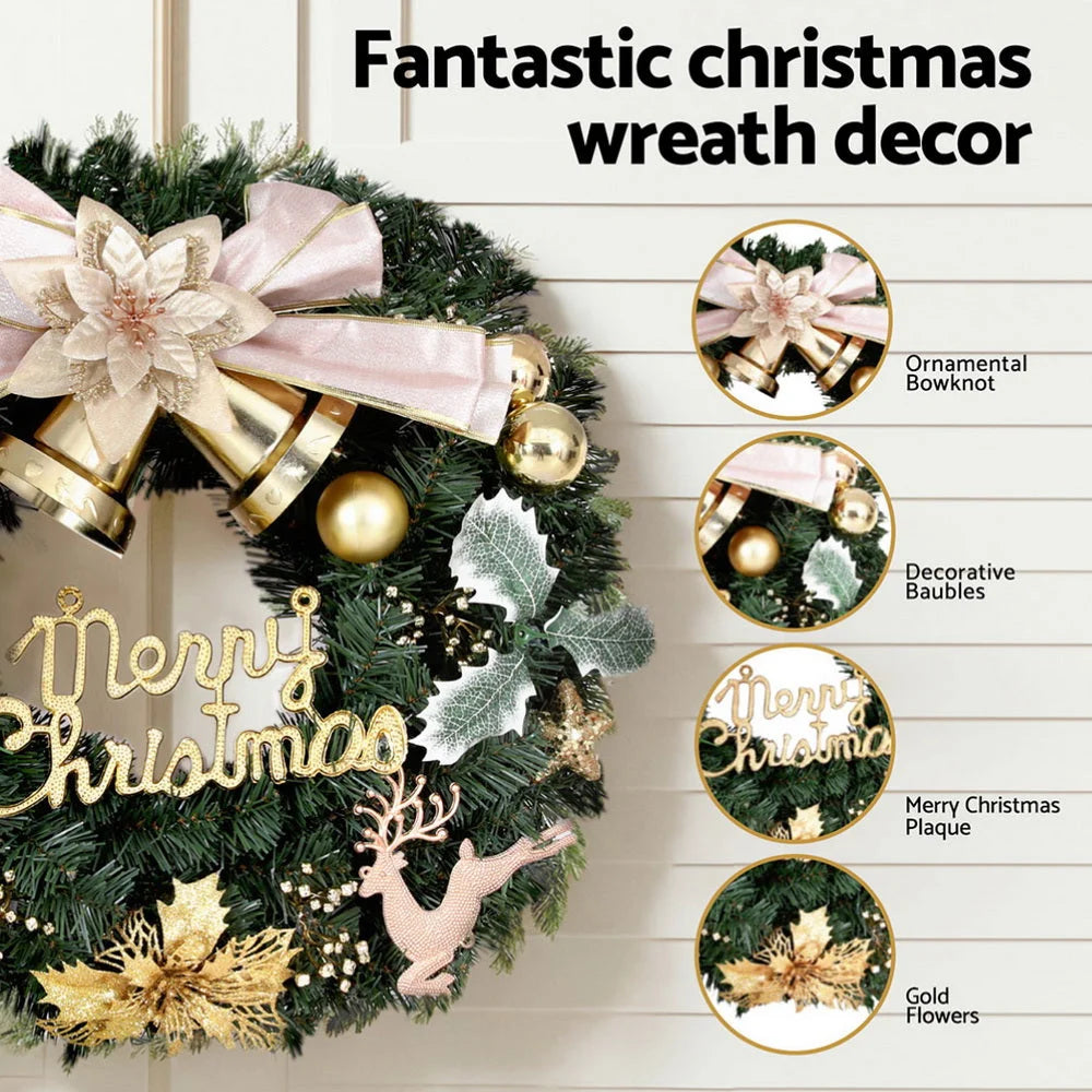 Christmas Wreath 60CM Garland with Flowers and Baubles