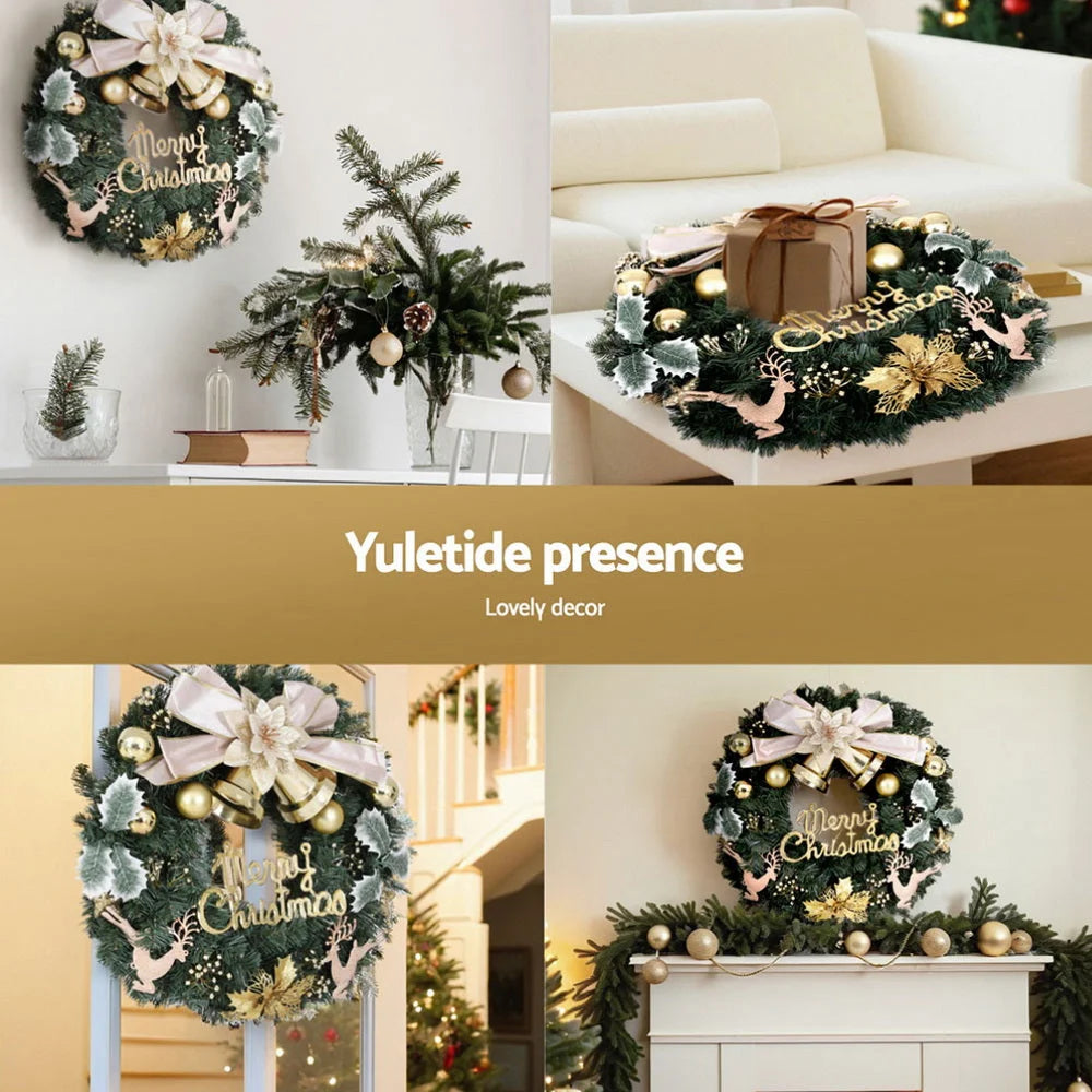 Christmas Wreath 60CM Garland with Flowers and Baubles