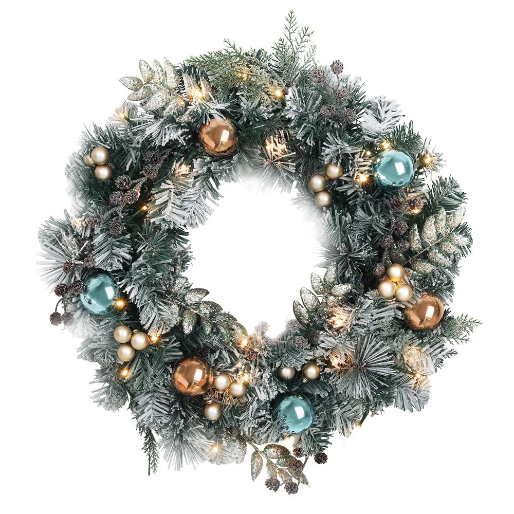 Christmas Wreath 60CM with LED Lights Snowy Garland