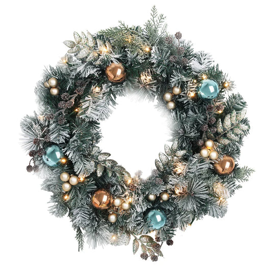Christmas Wreath 60CM with LED Lights Snowy Garland