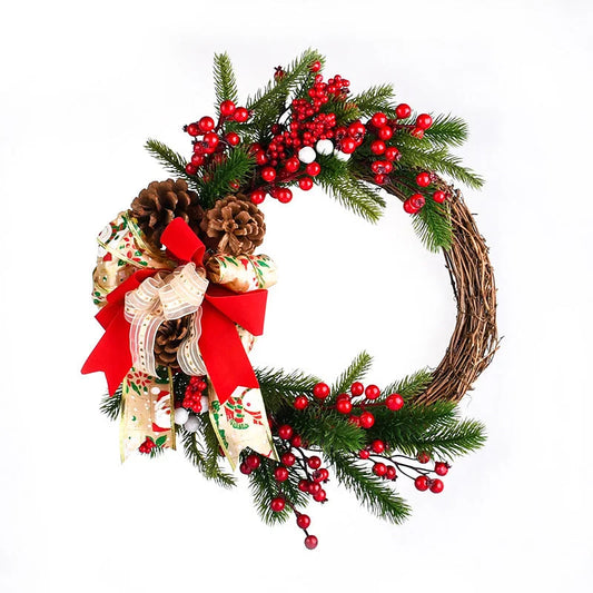 Christmas Wreath with Pine Cones Red Berries and Festive